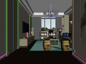panorama antique chinese style living room restaurant space 08 3D 모델