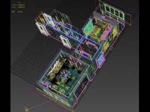 panorama antique chinese style living room restaurant space 08 3D 모델
