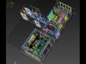 panorama antique chinese style living room restaurant space 08 3D Model