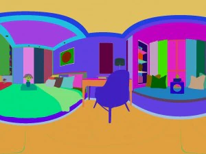 panorama antique chinese style living room restaurant space 09 3D Model