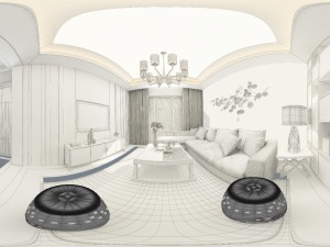 panorama antique chinese style living room restaurant space 09 Model 3D
