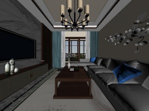 panorama antique chinese style living room restaurant space 09 Model 3D