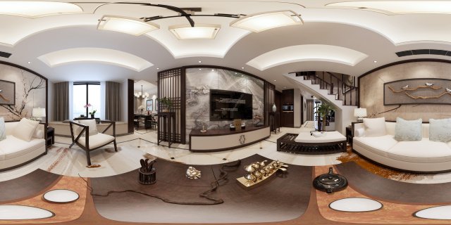 panorama antique chinese style living room restaurant space 10 Modello 3D .c4d .max .obj .3ds .fbx .stl .blend 