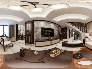 panorama antigo estilo chin&ecirc;s sala de estar restaurante espa&ccedil;o 10 Modelo 3D