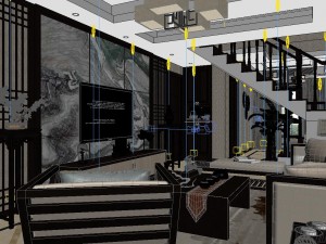 panorama antique chinese style living room restaurant space 10 Modello 3D