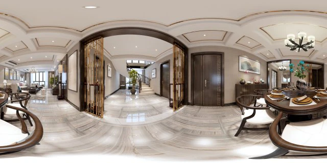 panorama antique chinese style living room restaurant space 11 3D Model .c4d .max .obj .3ds .fbx .stl .blend 