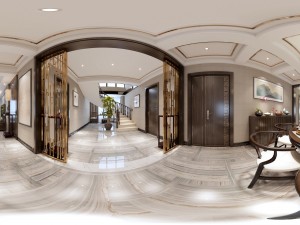 panorama antique chinese style living room restaurant space 11 3D Model