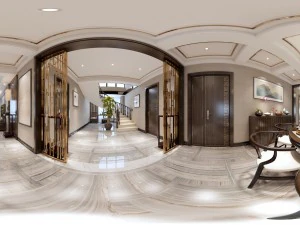 panorama ruang restoran ruang tamu bergaya cina antik 11 Model 3D