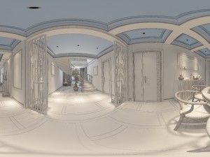 panorama antique chinese style living room restaurant space 11 Model 3D