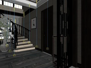 panorama antique chinese style living room restaurant space 11 3D Model