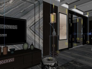 panorama antique chinese style living room restaurant space 11 Model 3D