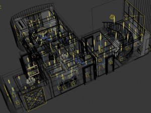 panorama antique chinese style living room restaurant space 11 Model 3D