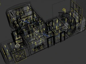 panorama antique chinese style living room restaurant space 11 3D Model