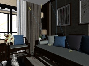 panorama antique chinese style living room restaurant space 12 3D Model