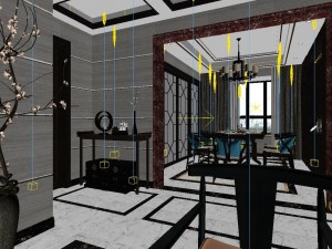 panorama antique chinese style living room restaurant space 13 Modèle 3D