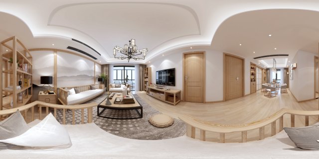 panorama antique chinese style living room restaurant space 14 3D-Modell .c4d .max .obj .3ds .fbx .stl .blend 