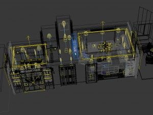panorama antique chinese style living room restaurant space 14 3D Model