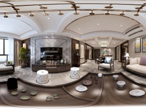 panorama antique chinese style living room restaurant space 15 3D मॉडल