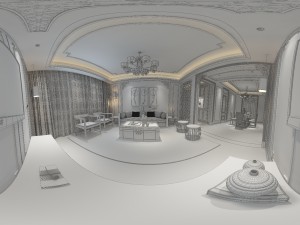 panorama antique chinese style living room restaurant space 16 3D मॉडल