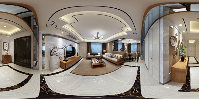 panorama antique chinese style living room restaurant space 17 Modèle 3D .c4d .max .obj .3ds .fbx .stl .blend 