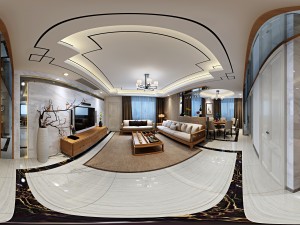 panorama antique chinese style living room restaurant space 17 3D 모델