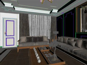 panorama antique chinese style living room restaurant space 17 3D Model