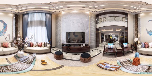 panorama antique chinese style living room restaurant space 18 3D Model .c4d .max .obj .3ds .fbx .stl .blend 