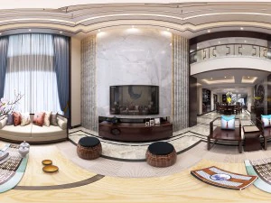 全景仿古中式客厅餐厅空间18 3D 模型