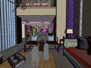 panorama antique chinese style living room restaurant space 18 3D Model