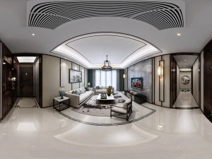 panorama antique chinese style living room restaurant space 19 3D Model