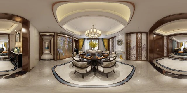 panorama antique chinese style living room restaurant space 21 3D Model .c4d .max .obj .3ds .fbx .stl .blend