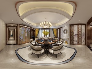 panorama antique chinese style living room restaurant space 21 3D-Modell