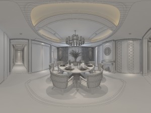 panorama antique chinese style living room restaurant space 21 Modèle 3D