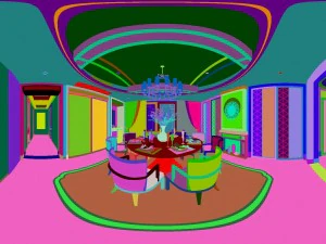 panorama antique chinese style living room restaurant space 21 3D Model