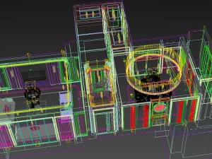 panorama antique chinese style living room restaurant space 21 3D Model