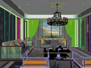 panorama antique chinese style living room restaurant space 21 3D Model