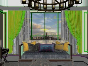panorama antique chinese style living room restaurant space 21 3D Model