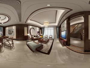 panoramic antique chinese style living room dining room 22 Modèle 3D