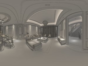 panoramic antique chinese style living room dining room 22 3D 모델