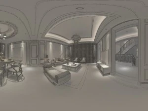 panoramic antique chinese style living room dining room 22 3D Model