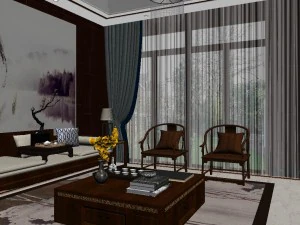 panoramic antique chinese style living room dining room 22 3D Model
