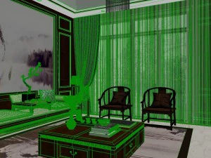 panoramic antique chinese style living room dining room 22 3D Model