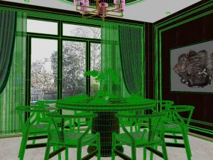 panoramic antique chinese style living room dining room 22 3D Model