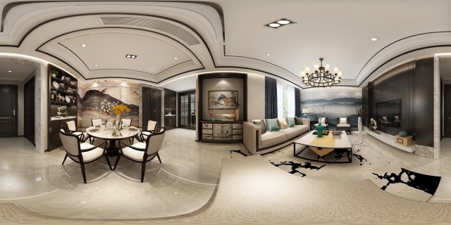 panorama antique chinese style living room restaurant space 23 3Dモデル .c4d .max .obj .3ds .fbx .stl .blend 