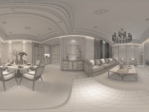 panorama antique chinese style living room restaurant space 23 3Dモデル