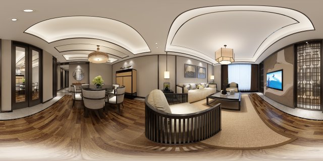 panorama antique chinese style living room restaurant space 24 3Dモデル .c4d .max .obj .3ds .fbx .stl .blend 