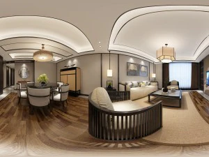 panorama antico soggiorno in stile cinese ristorante spazio 24 Modello 3D