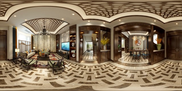panorama antique chinese style living room restaurant space 25 Modelo 3D .c4d .max .obj .3ds .fbx .stl .blend 