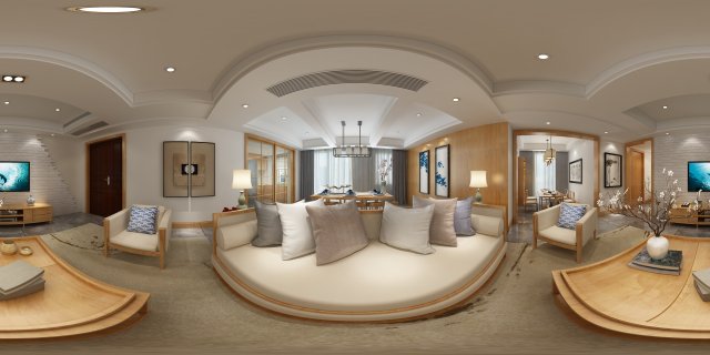 panoramic antique chinese style living room dining room 26 Modelo 3D .c4d .max .obj .3ds .fbx .stl .blend