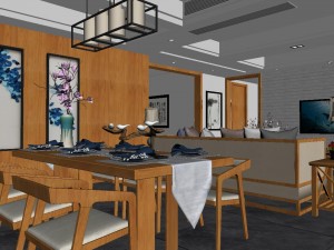 panoramic antique chinese style living room dining room 26 Modelo 3D